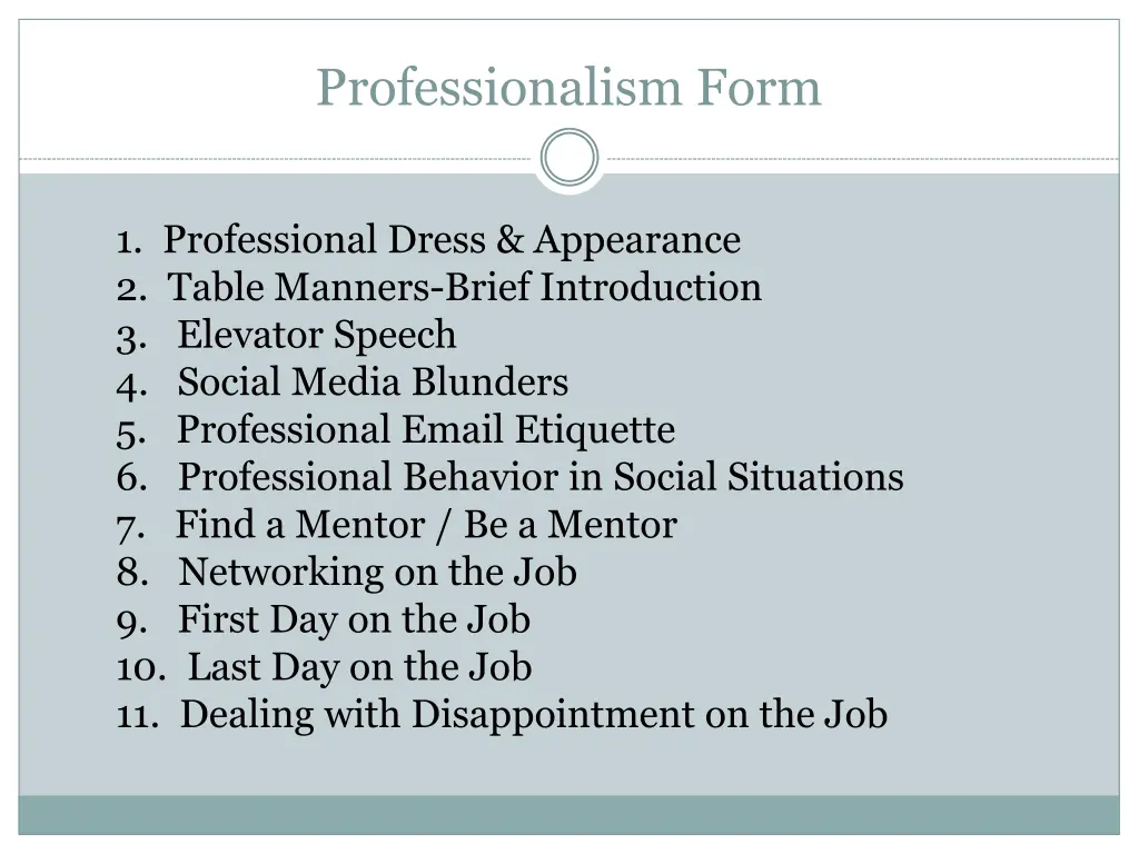 professionalism form