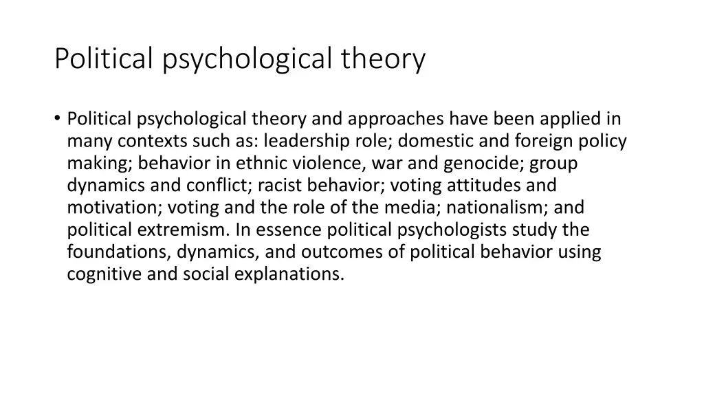 political psychological theory 2