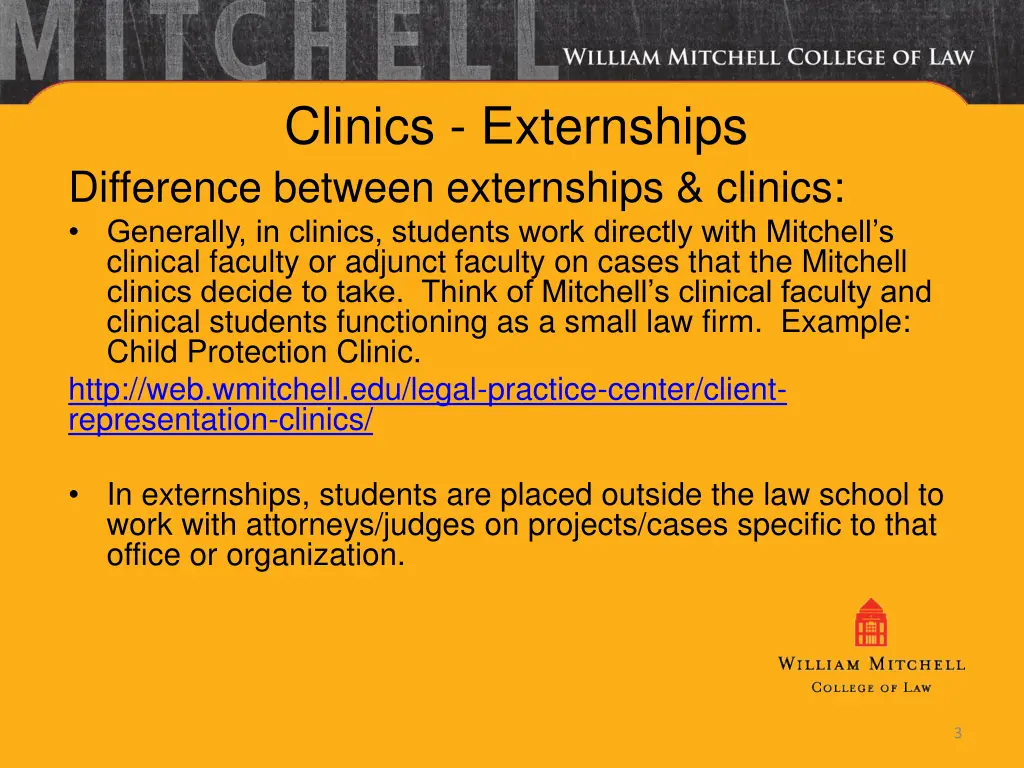 clinics externships difference between