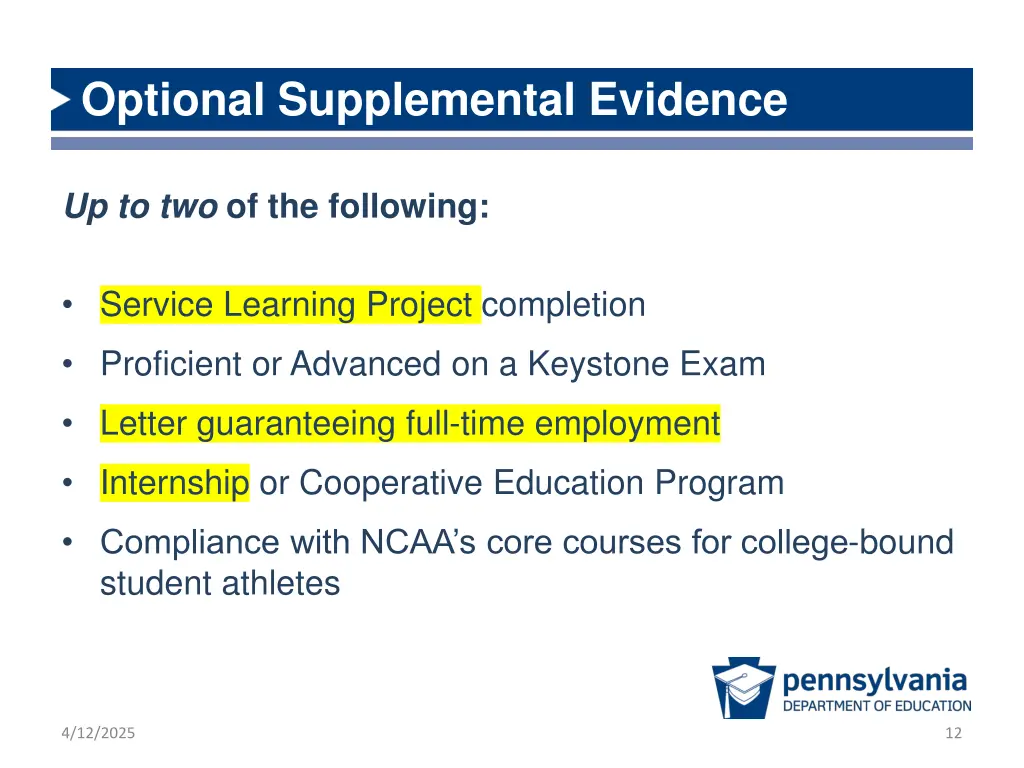 optional supplemental evidence