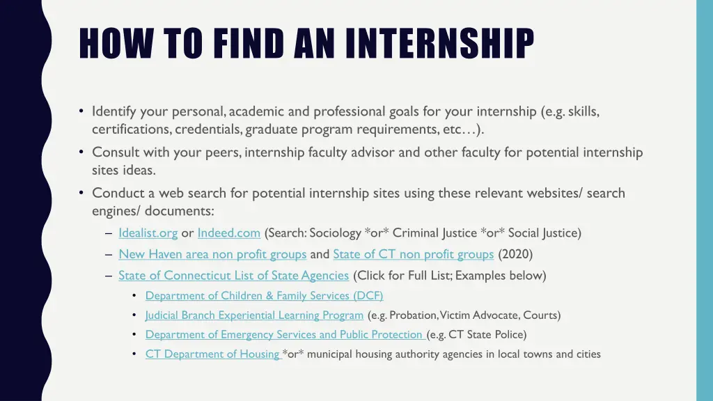 how to find an internship