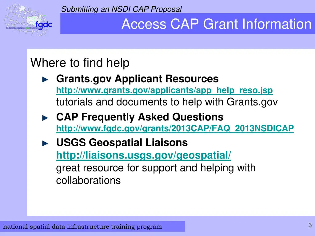 submitting an nsdi cap proposal 2