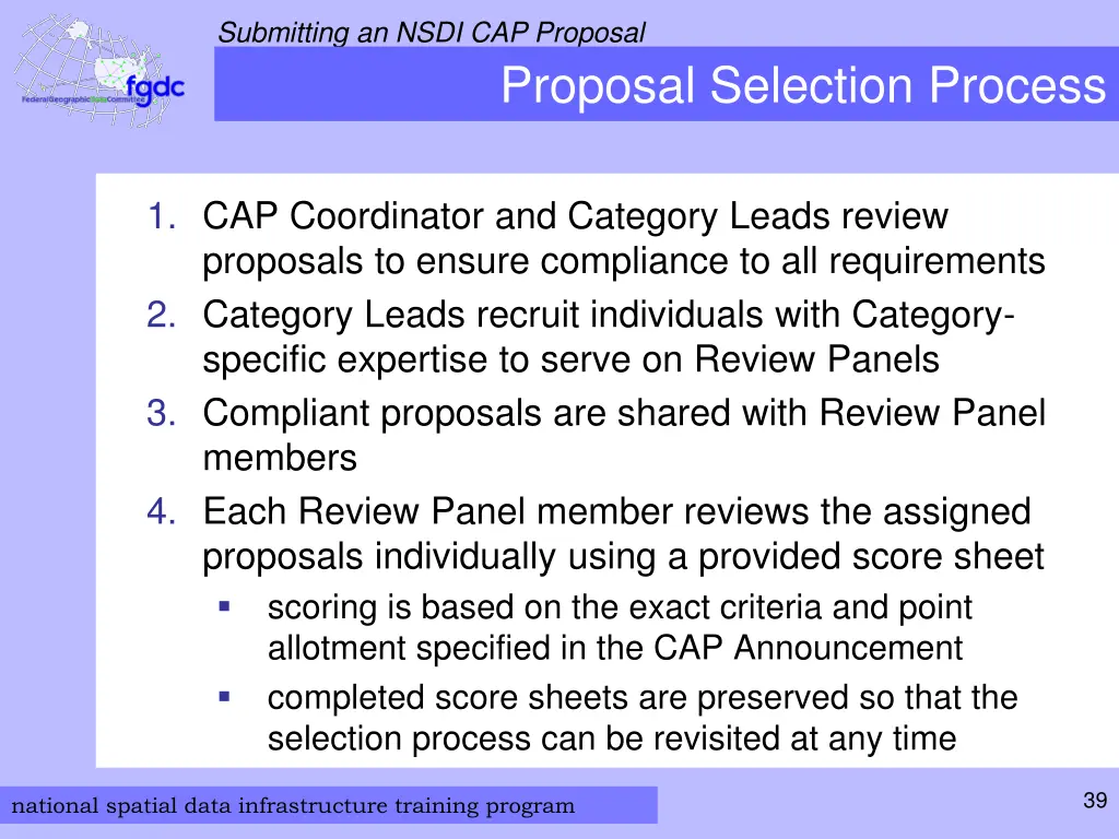 submitting an nsdi cap proposal 25