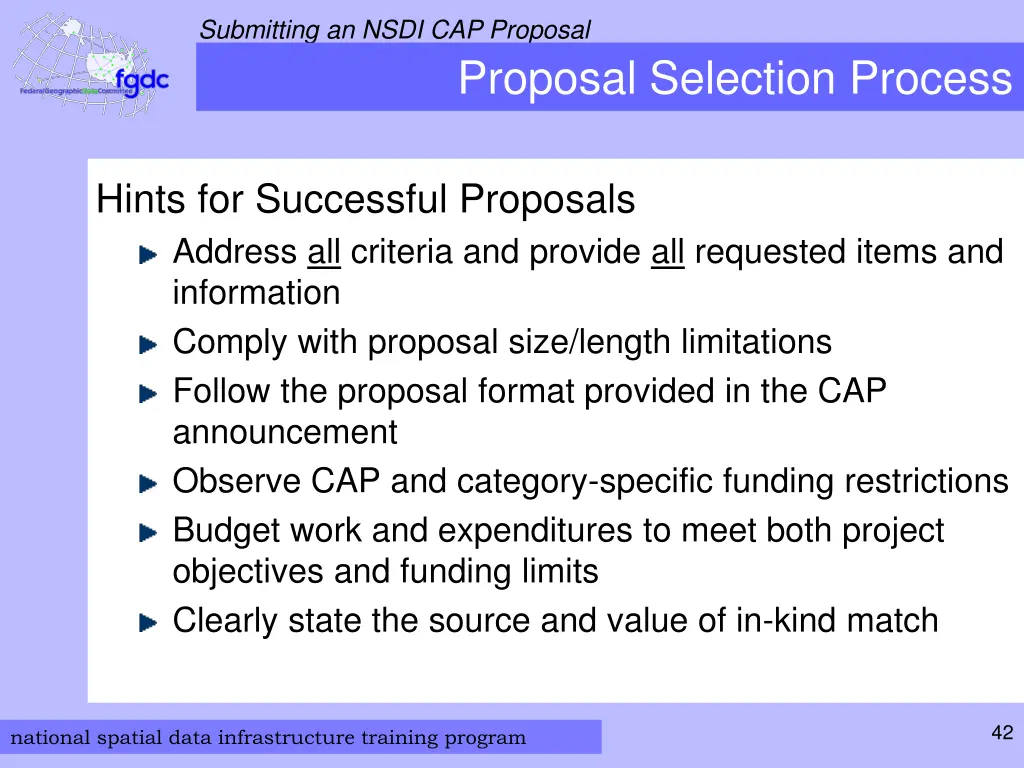 submitting an nsdi cap proposal 28