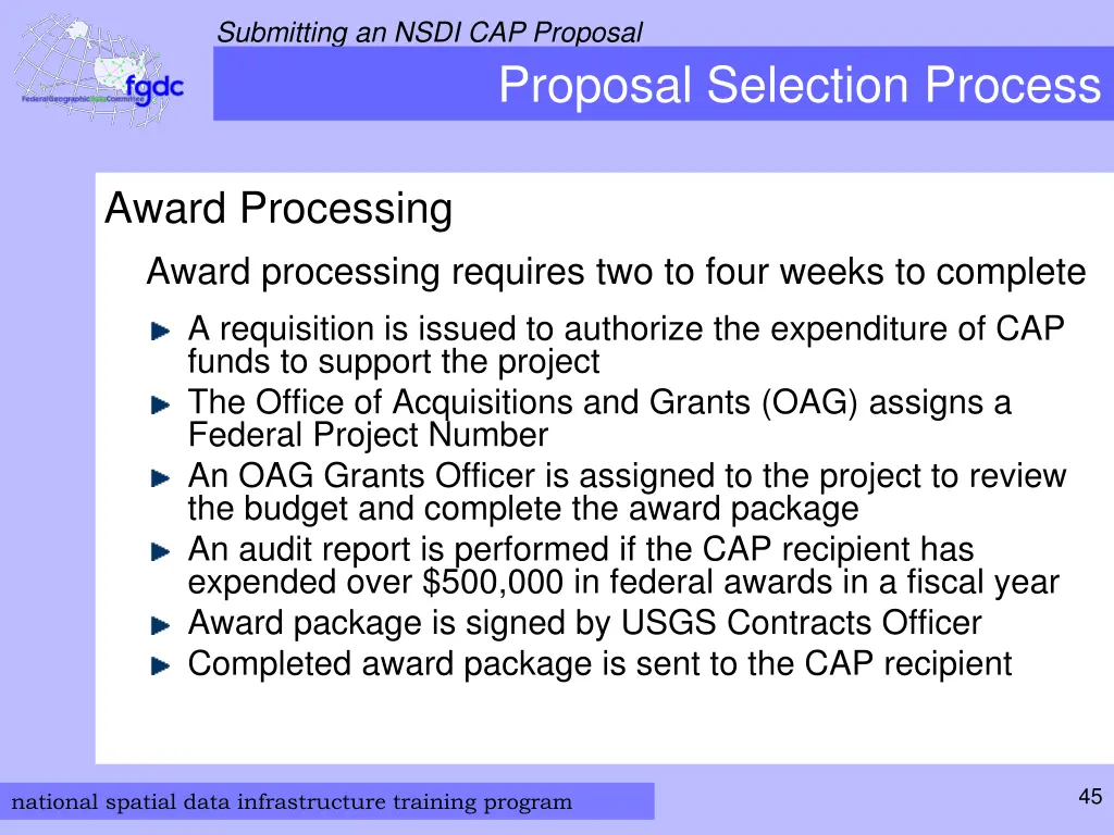 submitting an nsdi cap proposal 31