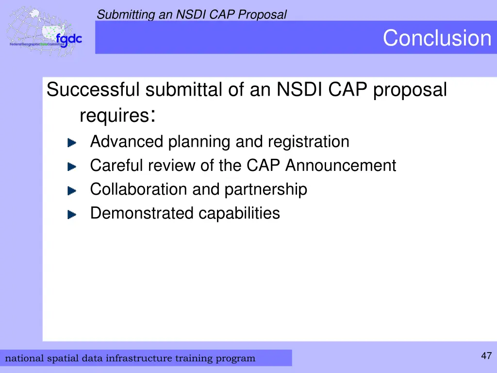 submitting an nsdi cap proposal 33