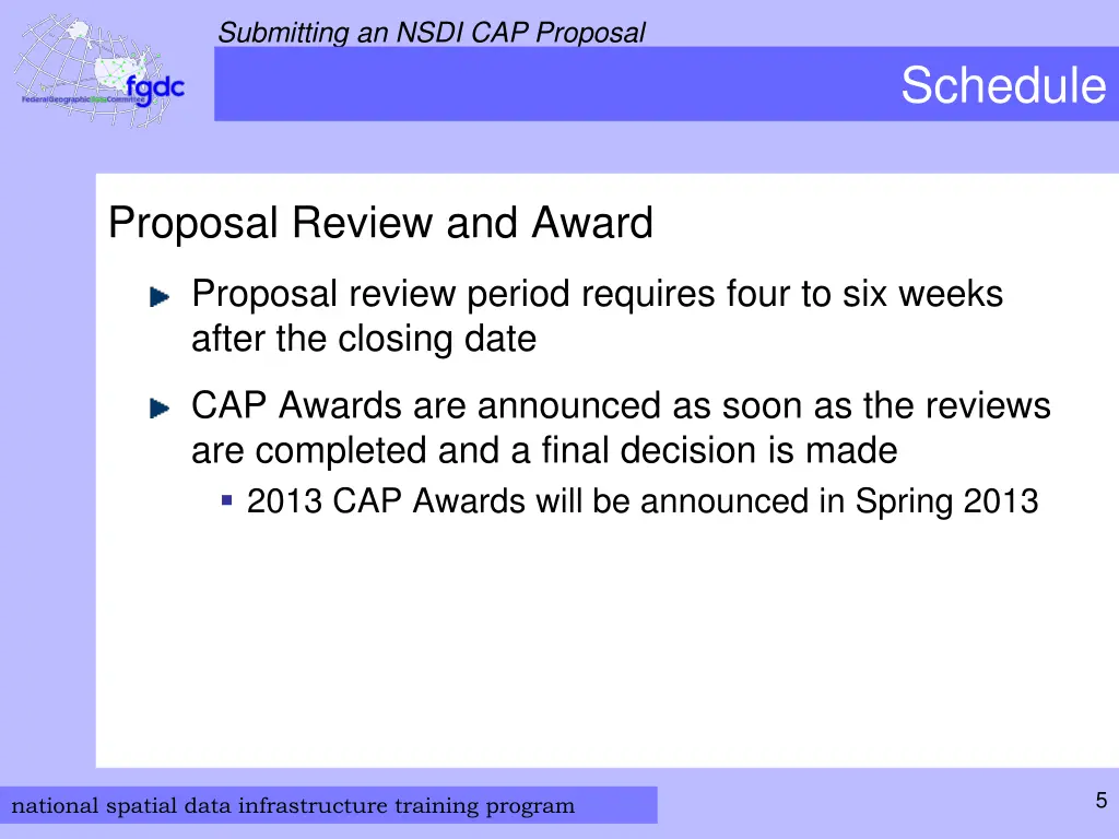 submitting an nsdi cap proposal 4
