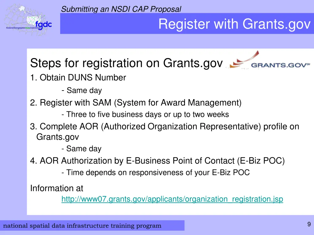 submitting an nsdi cap proposal 7