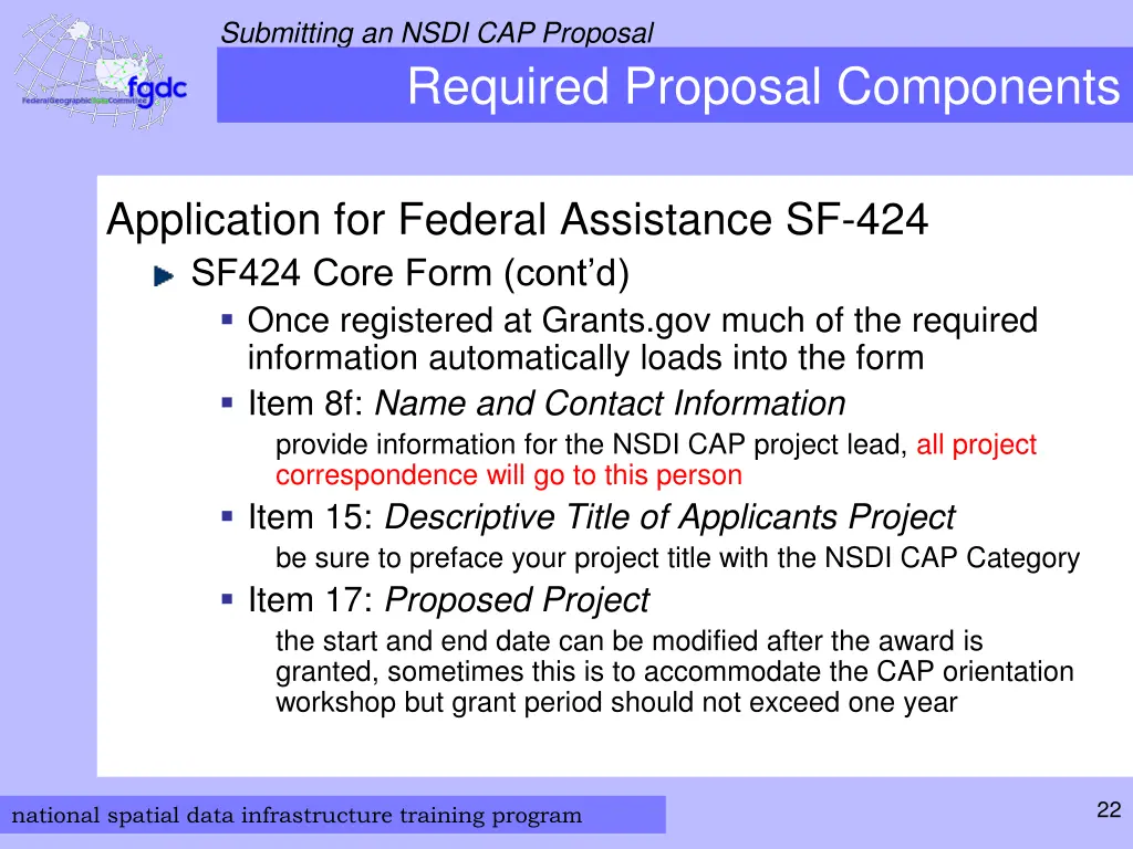 submitting an nsdi cap proposal required proposal 1