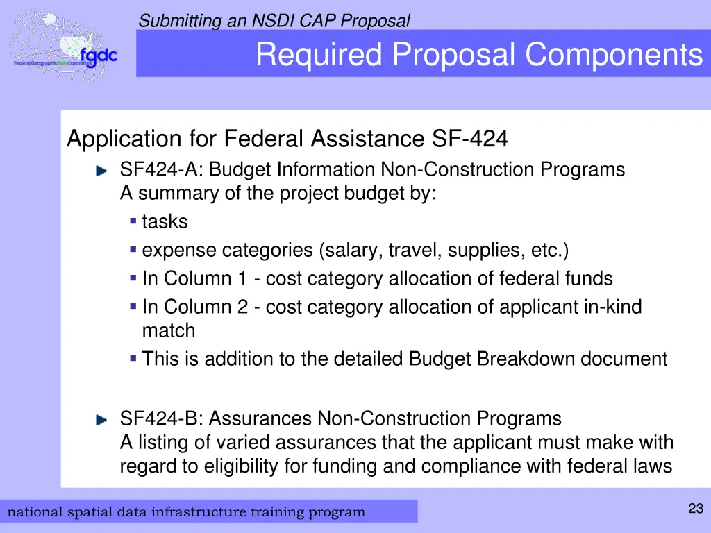 submitting an nsdi cap proposal required proposal 2