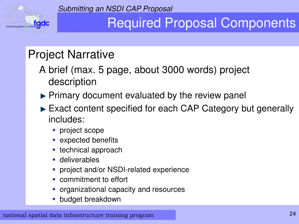 submitting an nsdi cap proposal required proposal 3