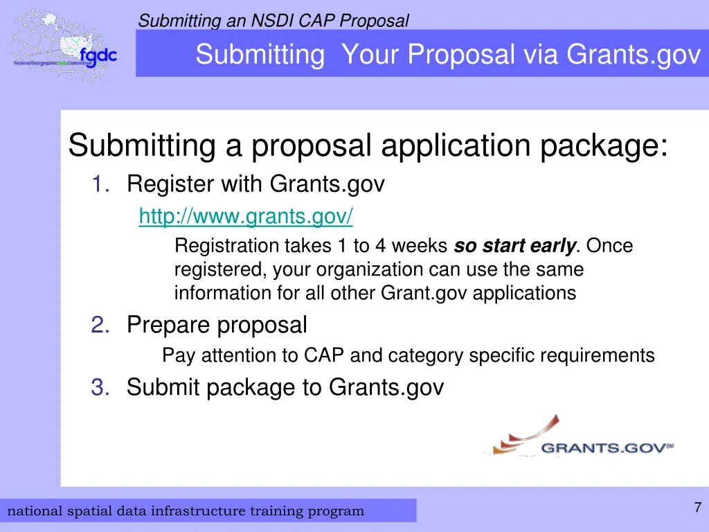 submitting an nsdi cap proposal submitting your