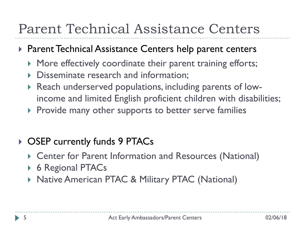 parent technical assistance centers