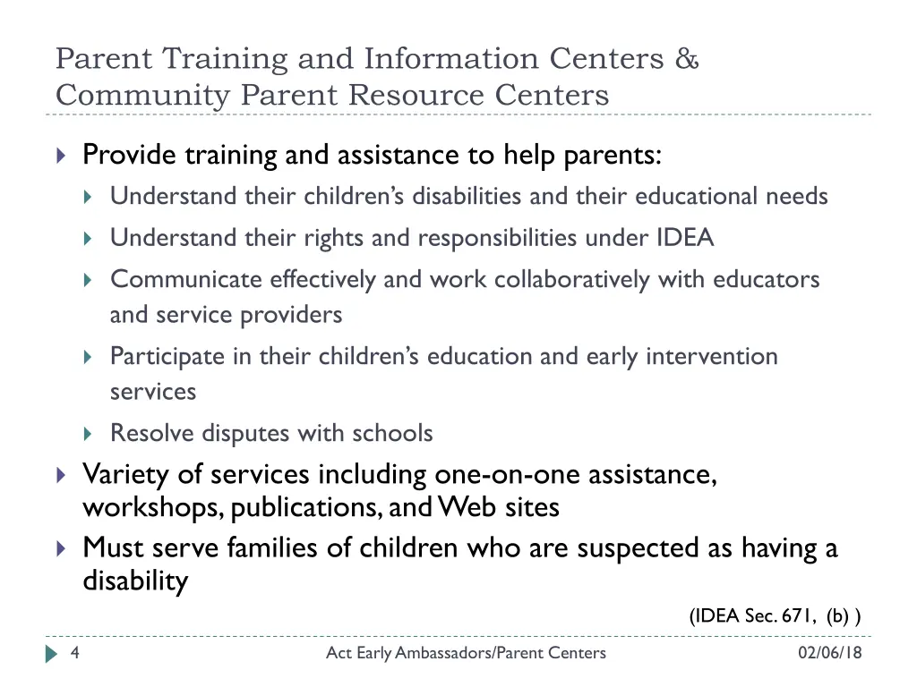 parent training and information centers community