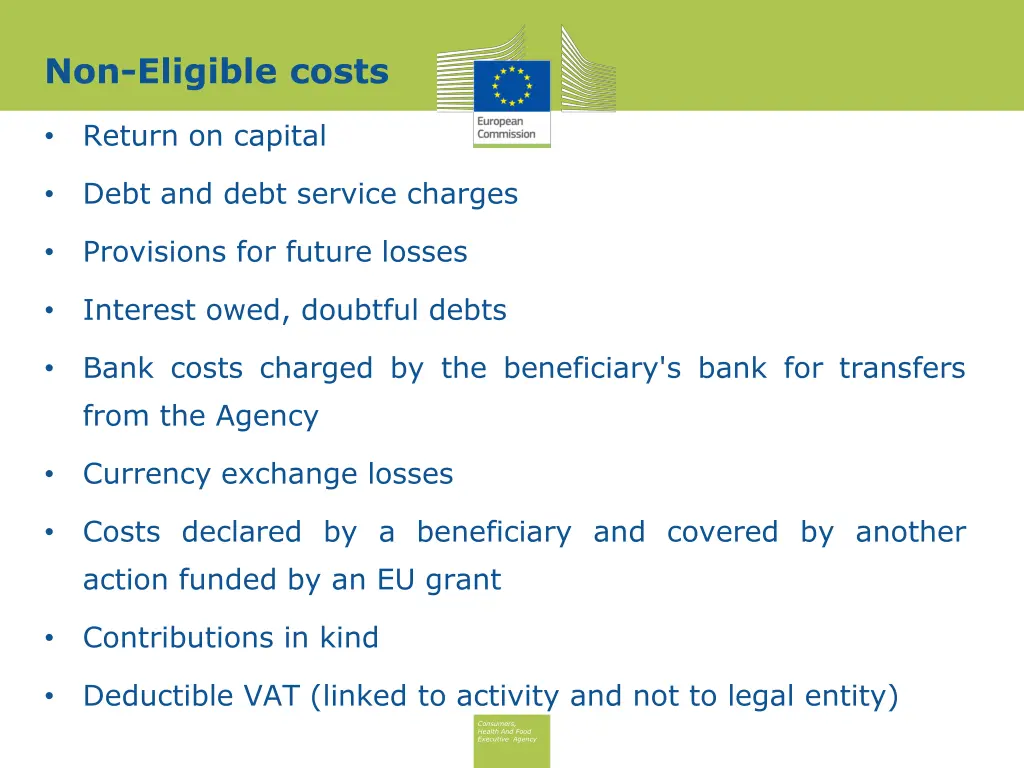 non eligible costs
