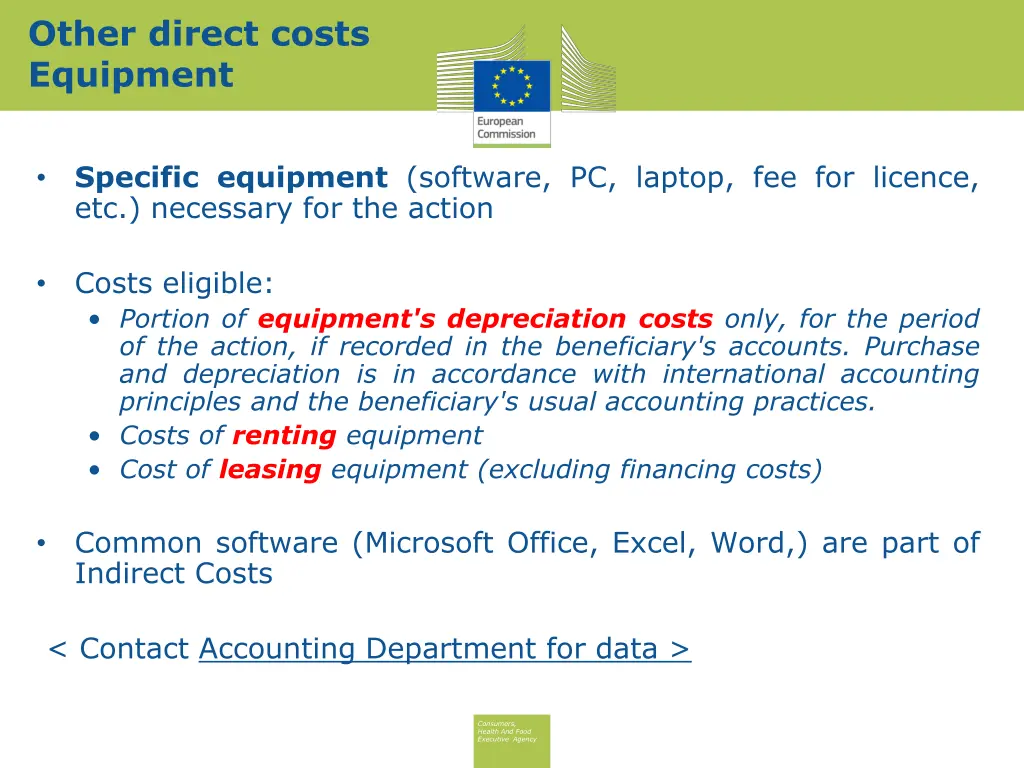 other direct costs equipment