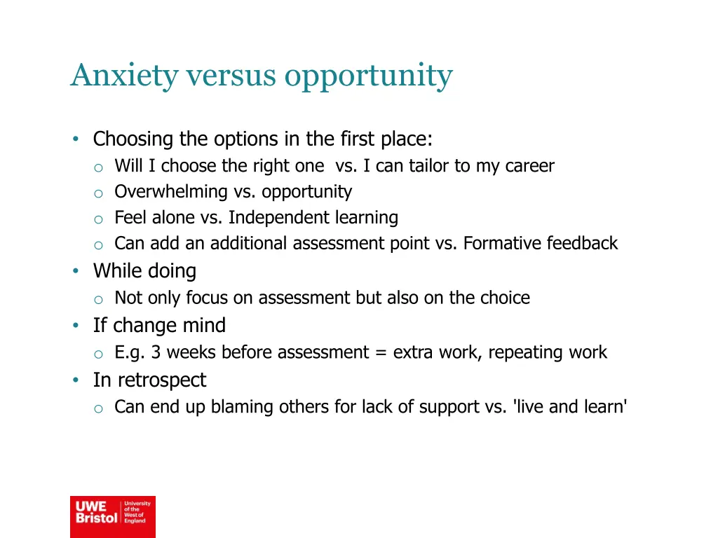 anxiety versus opportunity