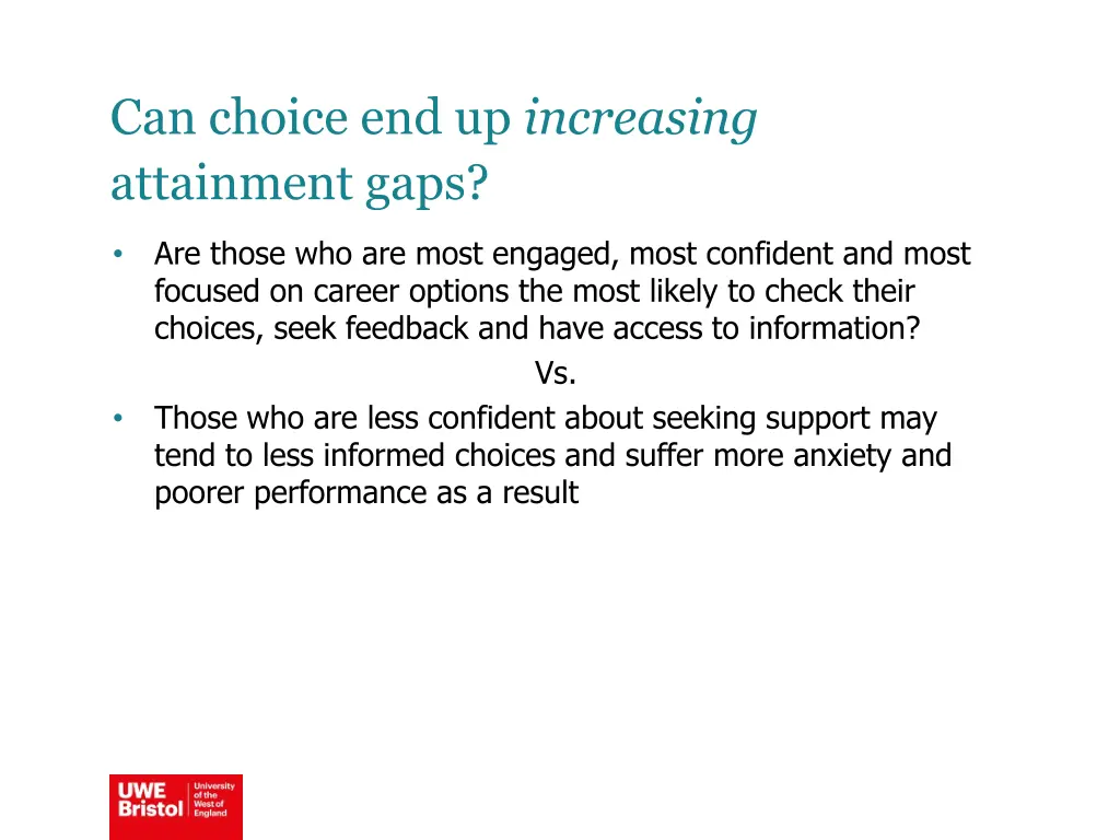 can choice end up increasing attainment gaps