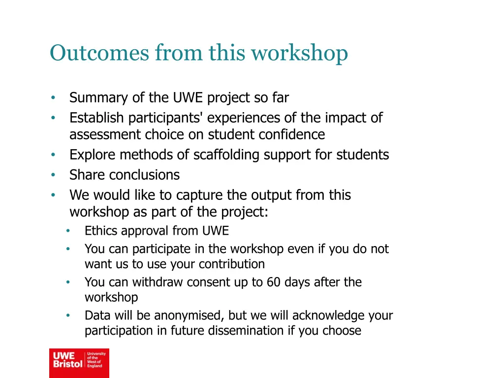 outcomes from this workshop