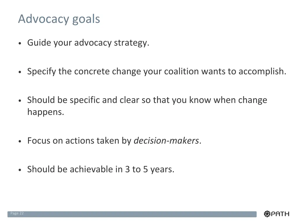 advocacy goals
