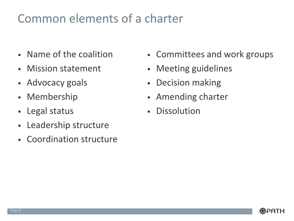 common elements of a charter