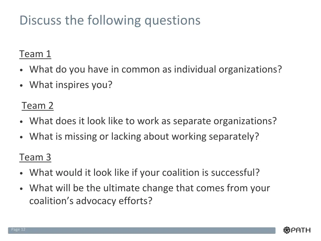 discuss the following questions