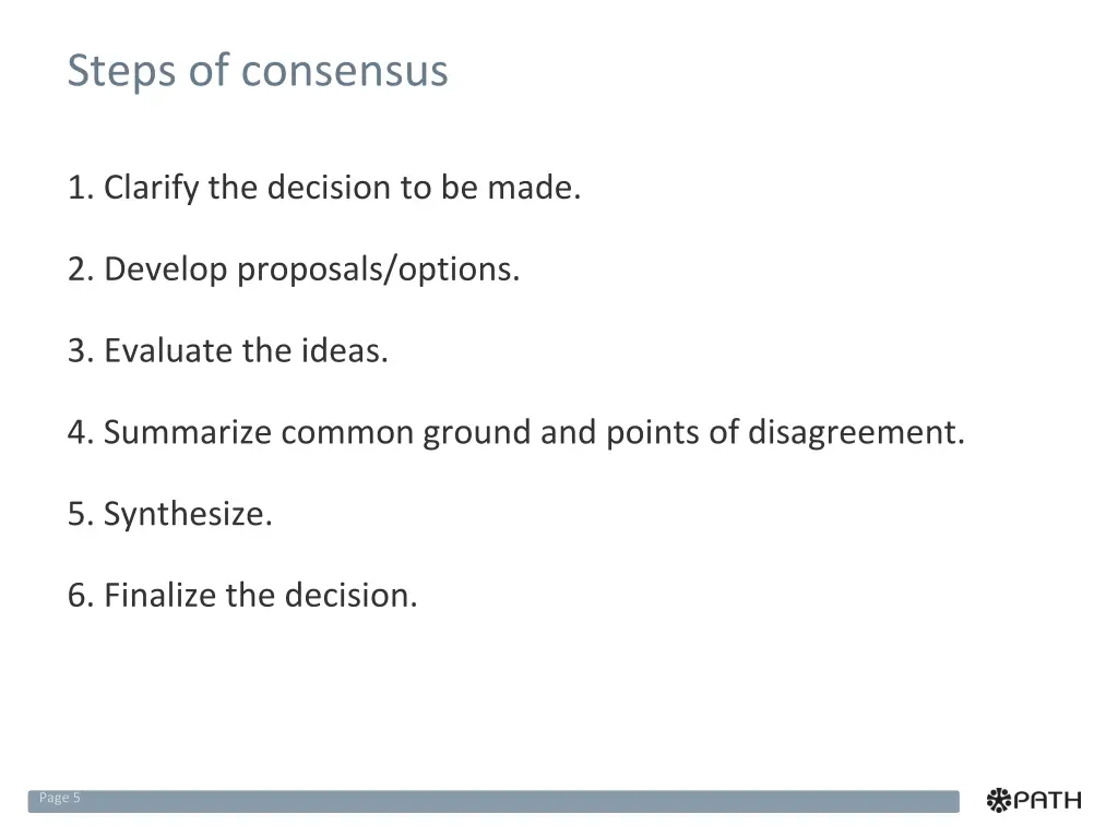 steps of consensus