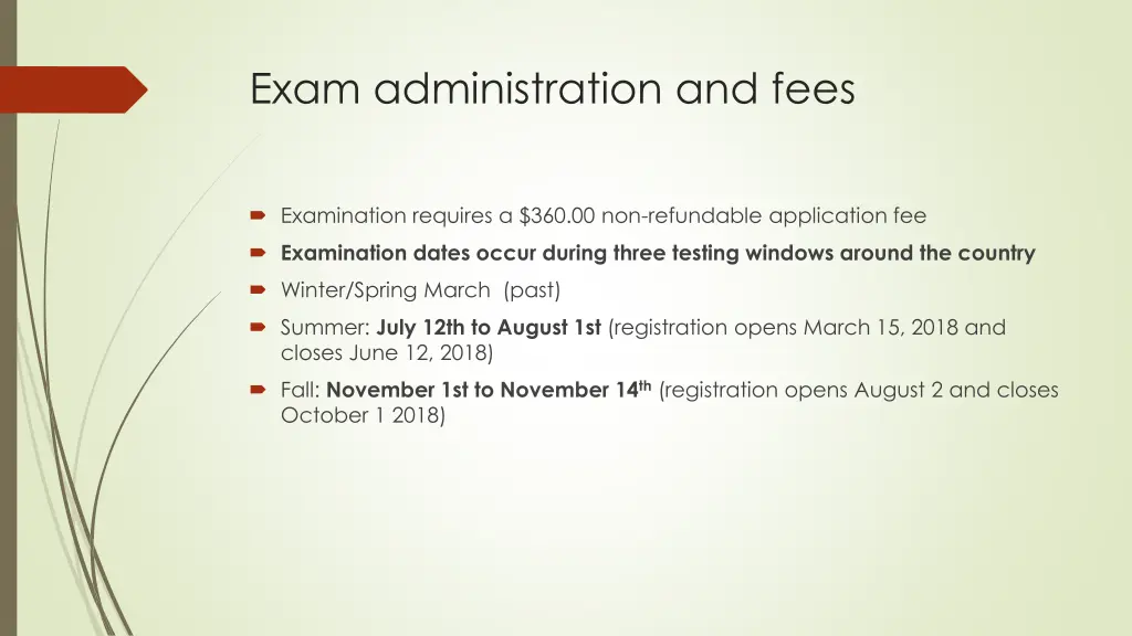exam administration and fees