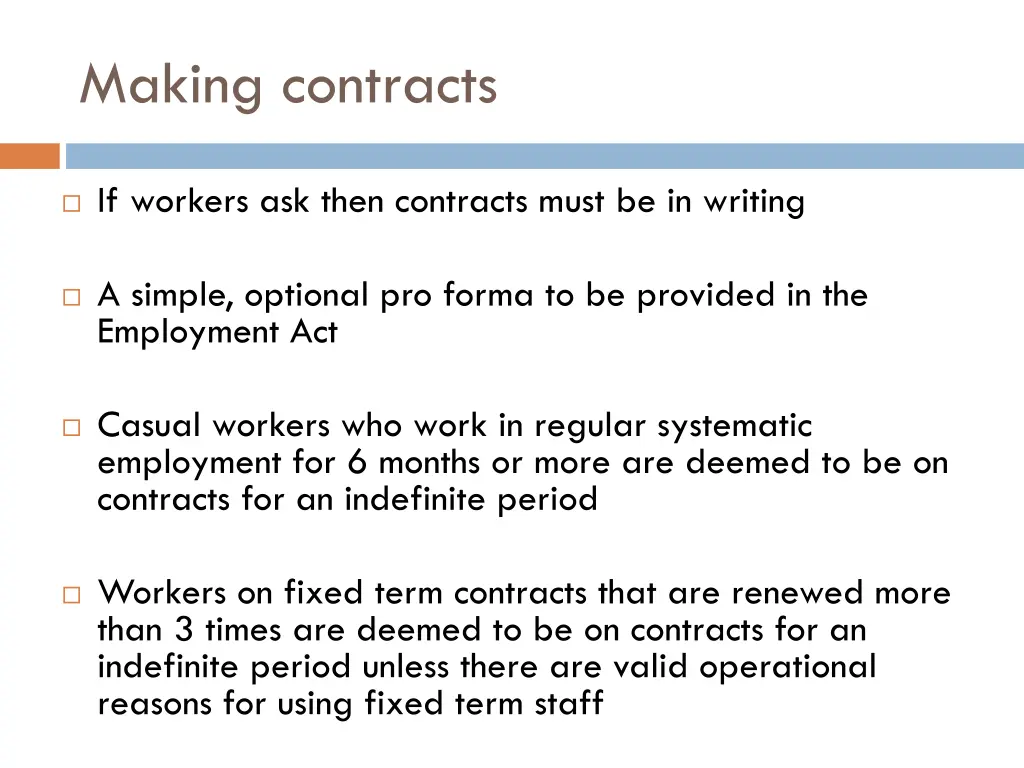 making contracts