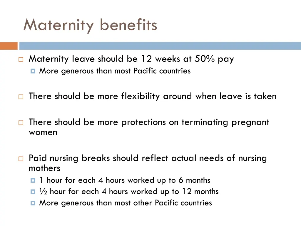 maternity benefits