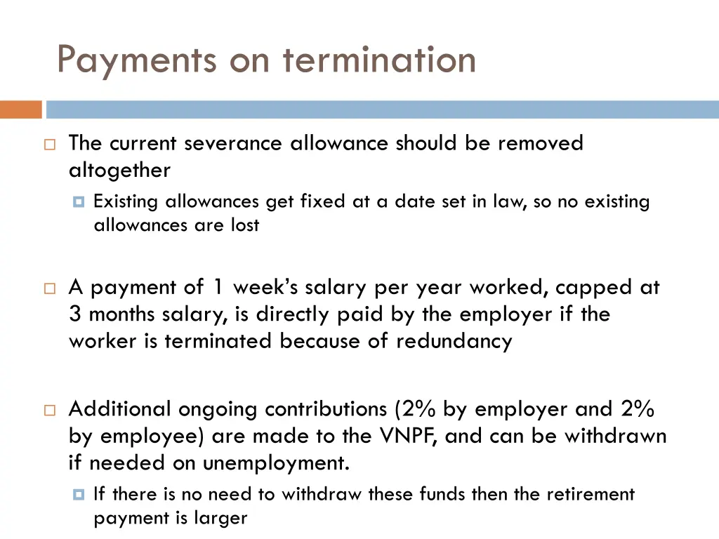 payments on termination