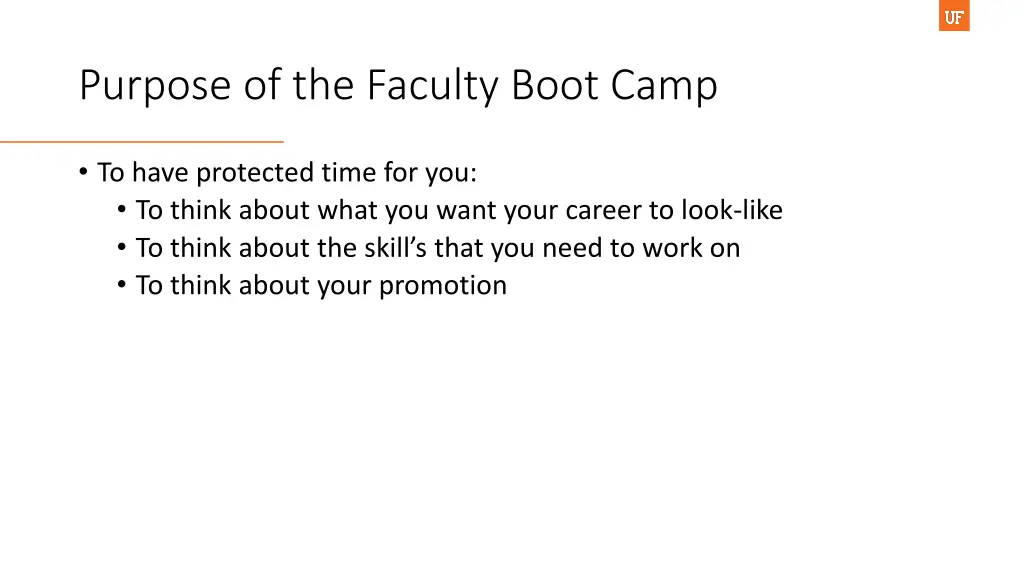 purpose of the faculty boot camp 1