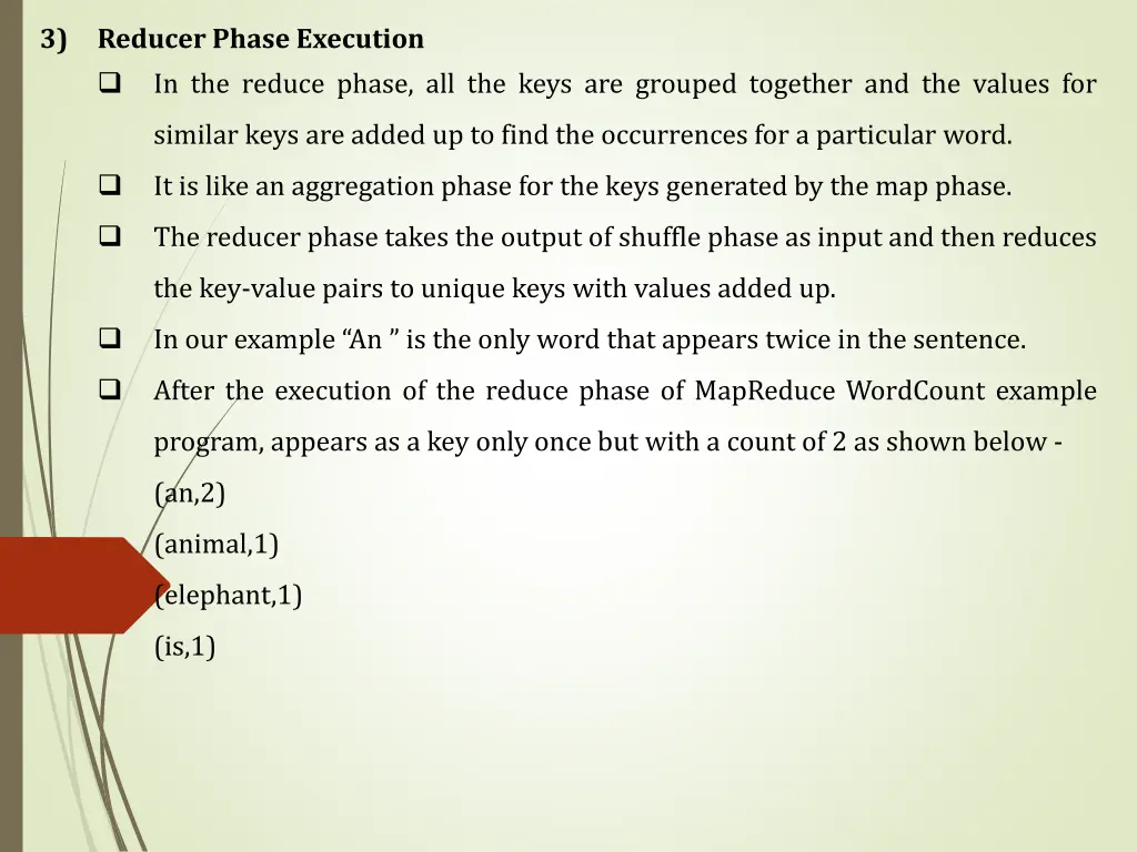 3 reducer phase execution in the reduce phase