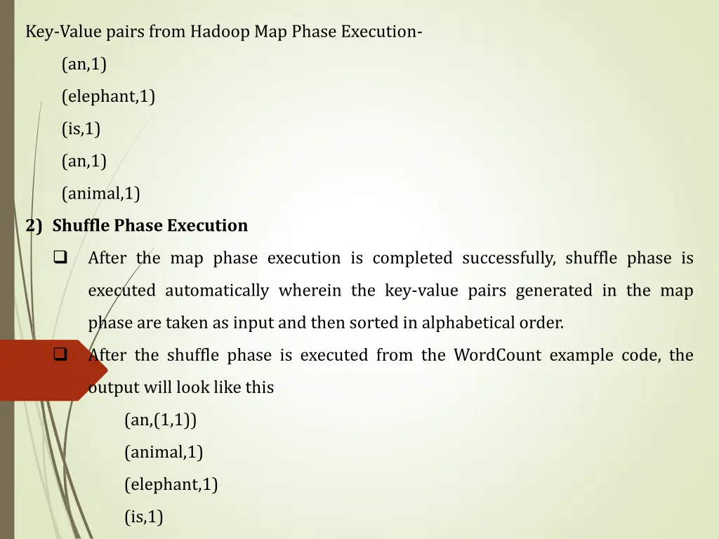 key value pairs from hadoop map phase execution