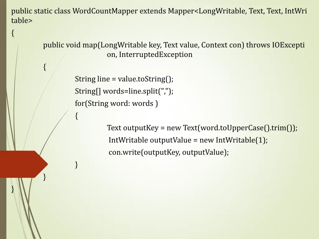 public static class wordcountmapper extends