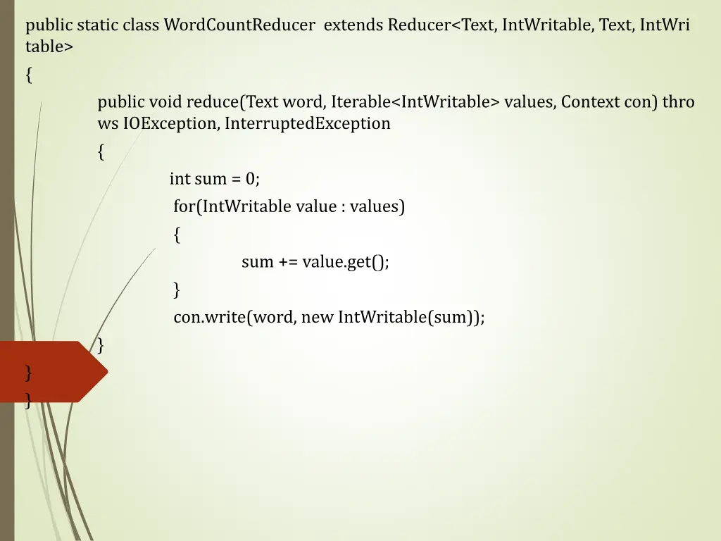 public static class wordcountreducer extends