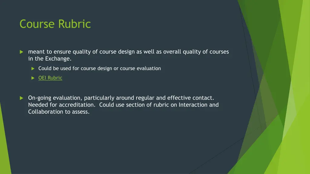course rubric