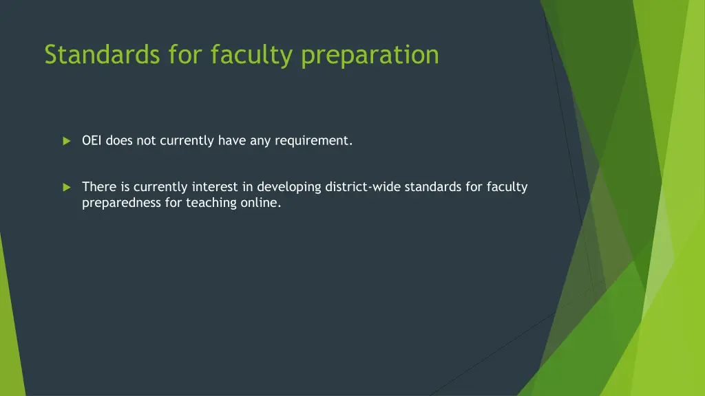standards for faculty preparation