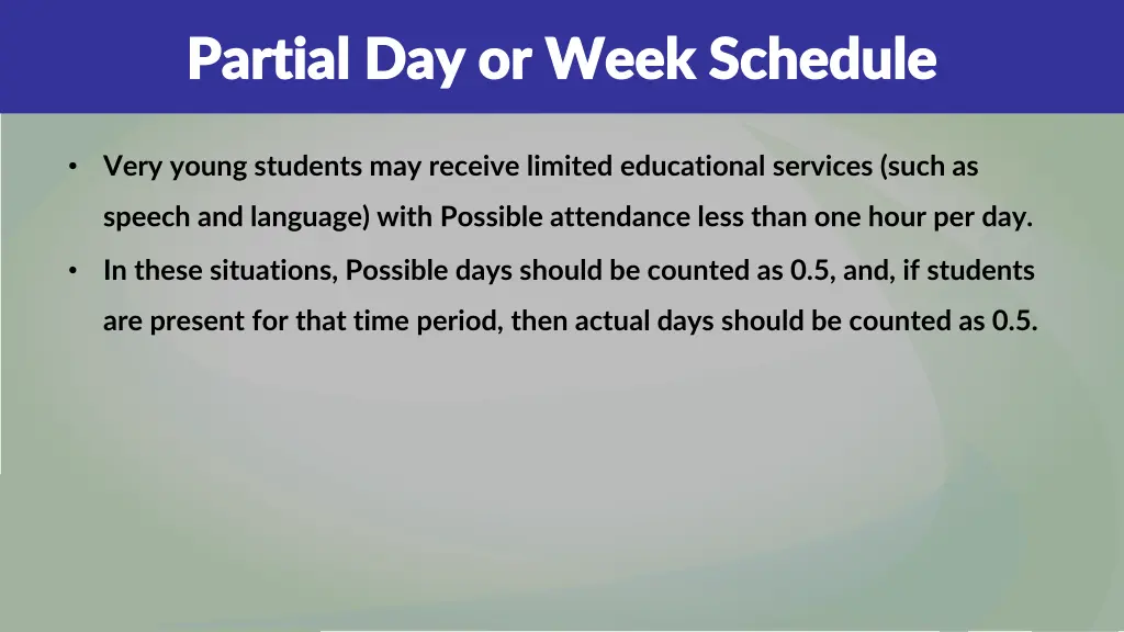 partial day or week schedule partial day or week