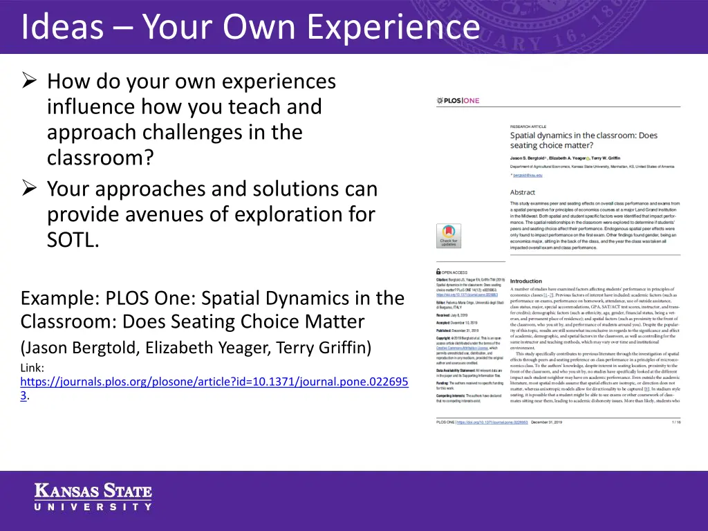 ideas your own experience