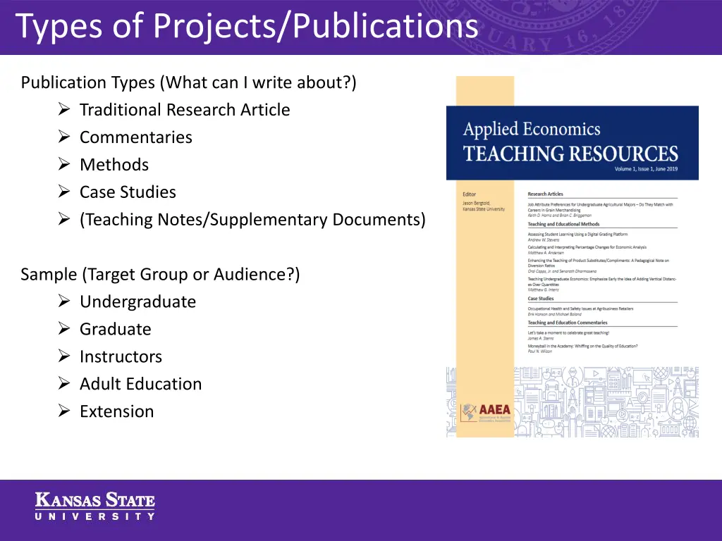 types of projects publications