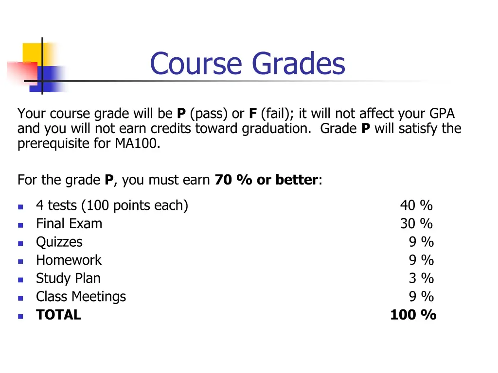 course grades