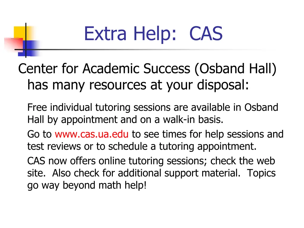 extra help cas
