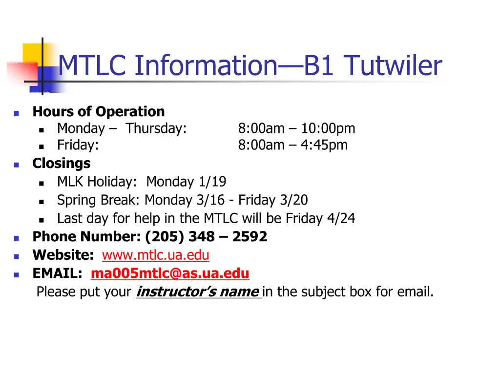 mtlc information b1 tutwiler