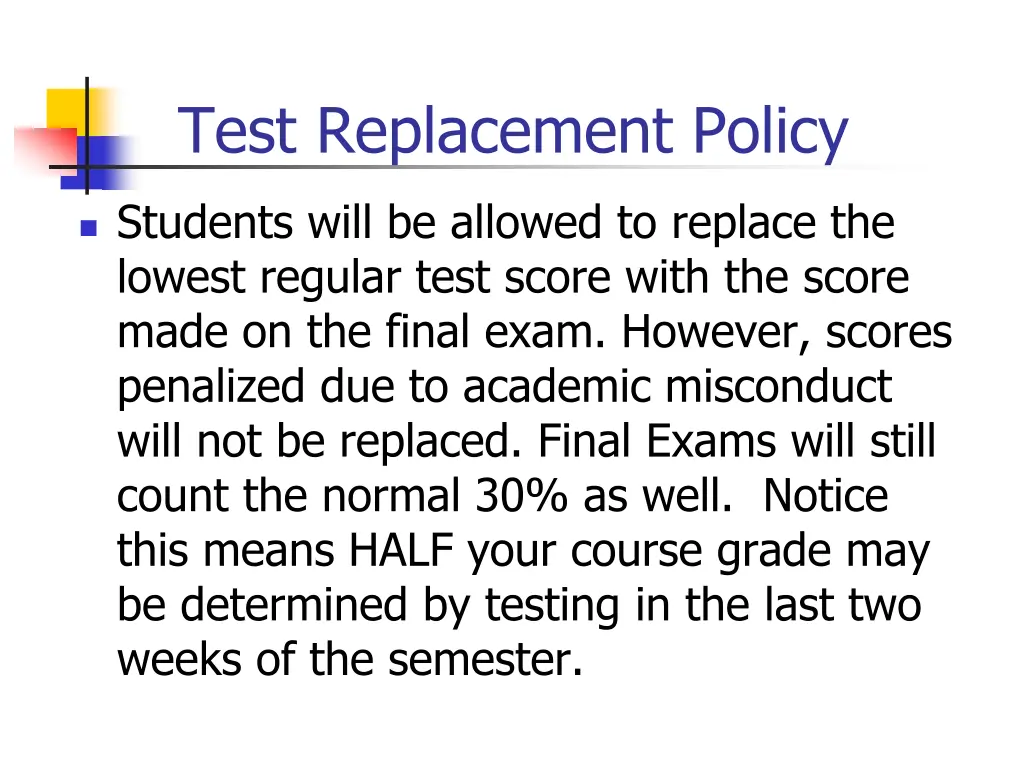 test replacement policy