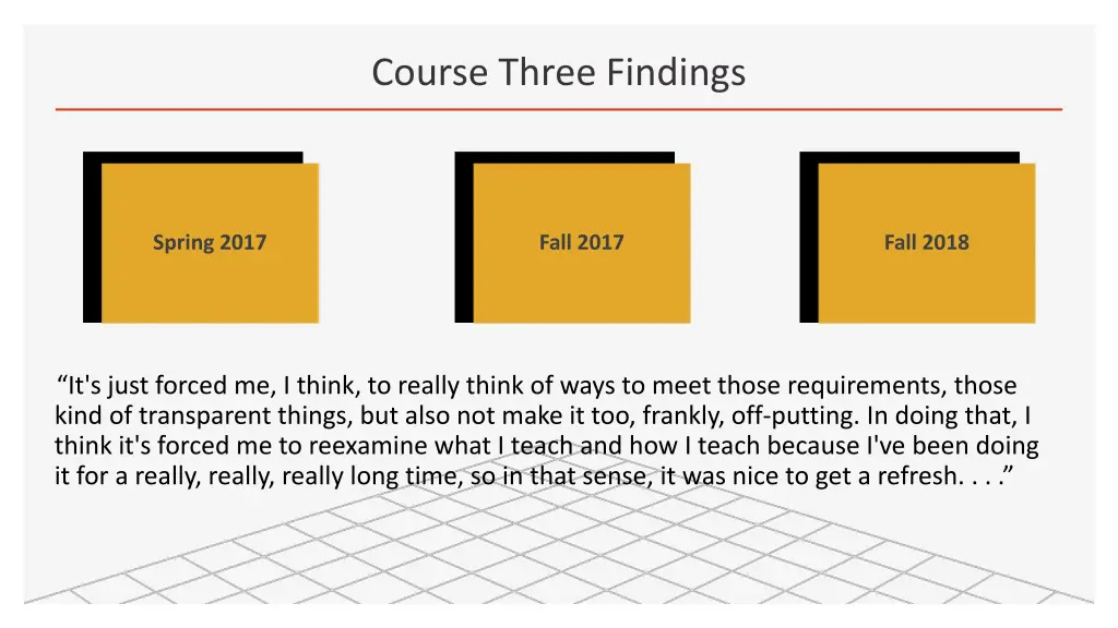 course three findings