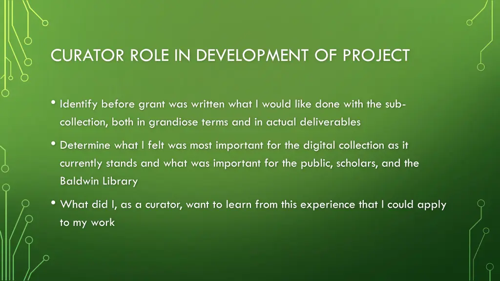 curator role in development of project