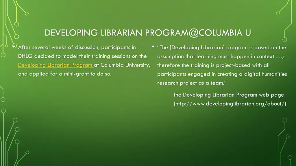 developing librarian program@columbia u
