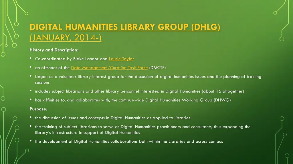 digital humanities library group dhlg january 2014