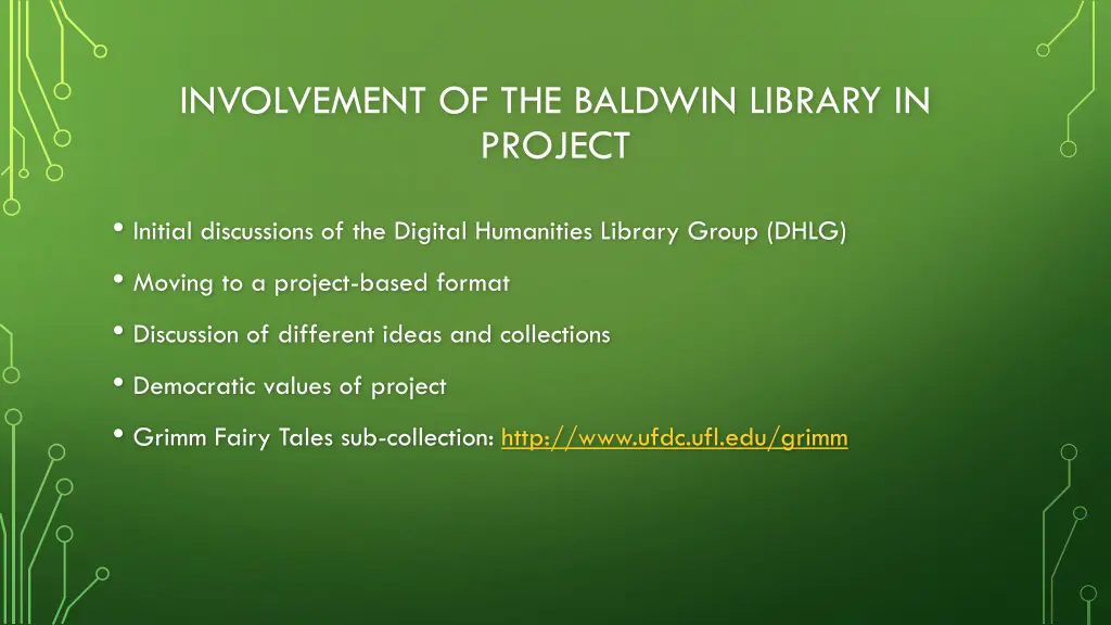 involvement of the baldwin library in project